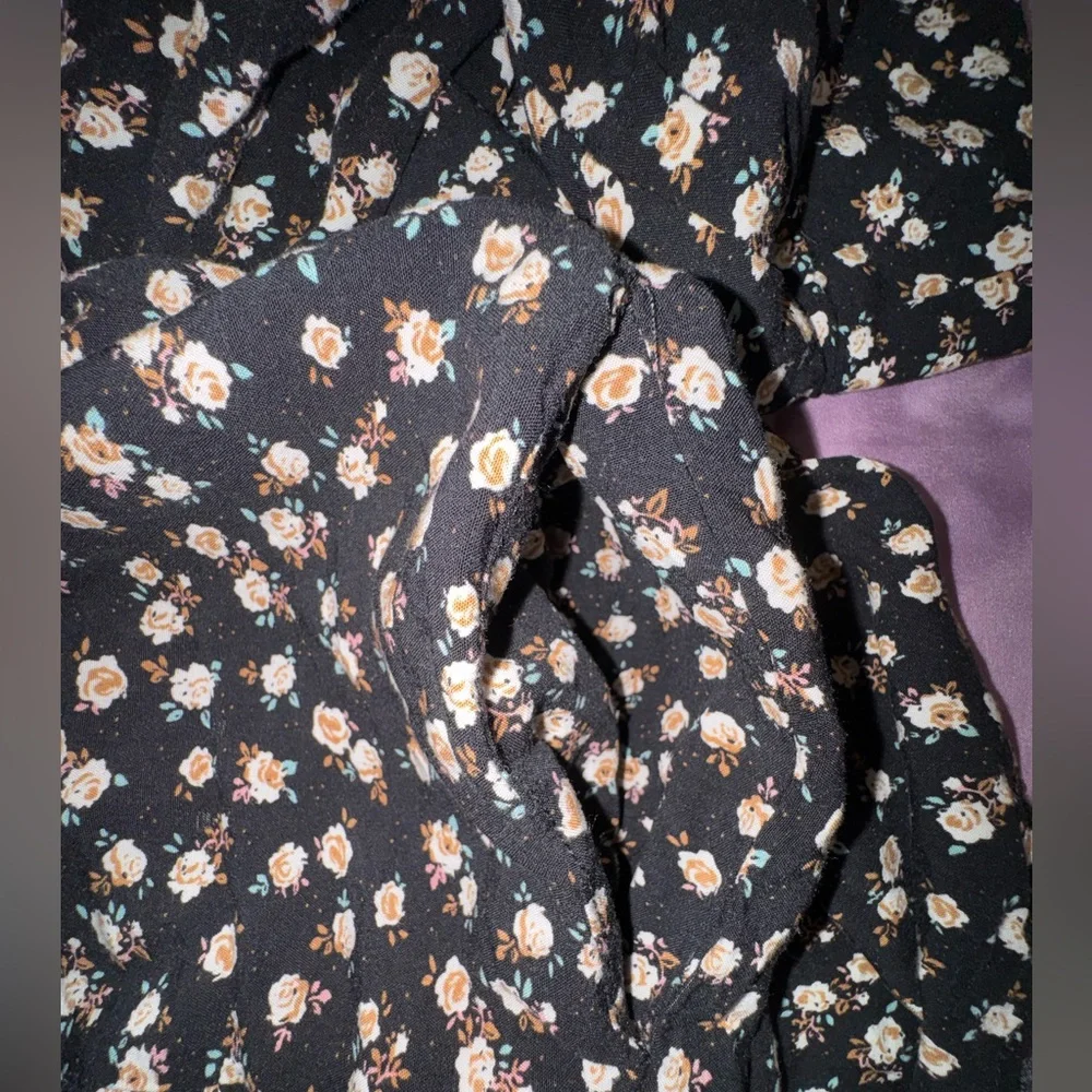 Natural Life Rebecca Midi Dress Black Cream Rose Floral Pockets Boho Sz Large - Picture 13 of 15